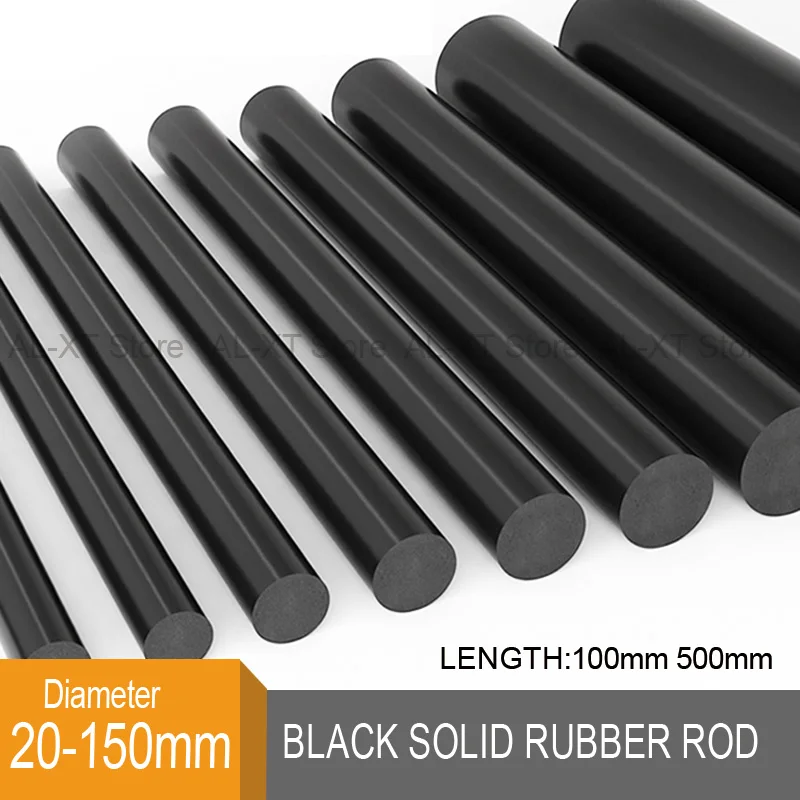 1Pcs Dia 20/25/30/35/40/45/50/55/60/65/70/80/90-150mm Black Solid Rubber Round Rods Bar Oil Resistant Sealing Length 100/500mm
