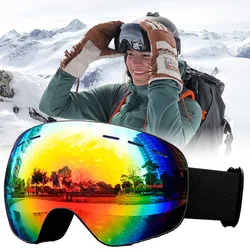 Premium Ski Goggles Anti Fog UV Protection Wide View Lens for Snowboard Skiing Outdoor Sports Unisex Comfort Fit Interchangeable