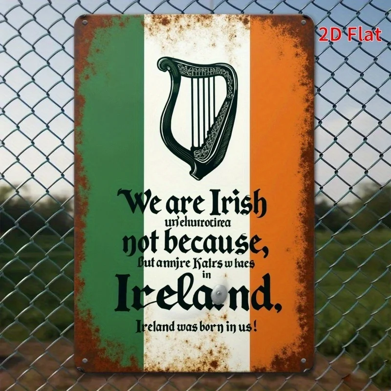 Metallschild mit irischem Thema – Eisen-Wandkunst im Vintage-Harfen-Design, inspirierendes Zitat, einfach aufzuhängen für Zuhause, Büro, Café, Bar, Re