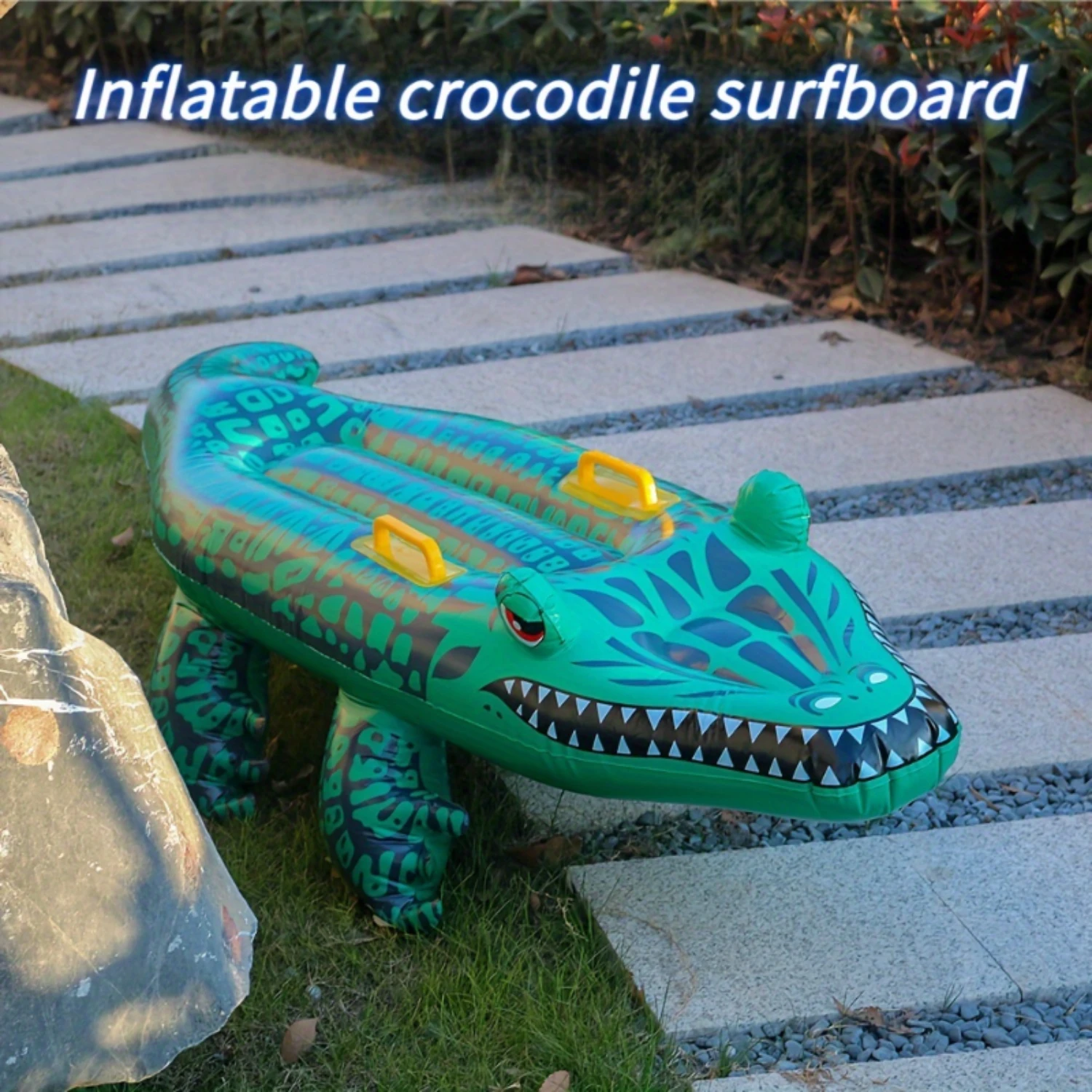 

1pc Inflatable Crocodile Surfboard, Water Floats for Drifting, Outdoor Swimming Equipment - Beach Relaxation, Pool Party
