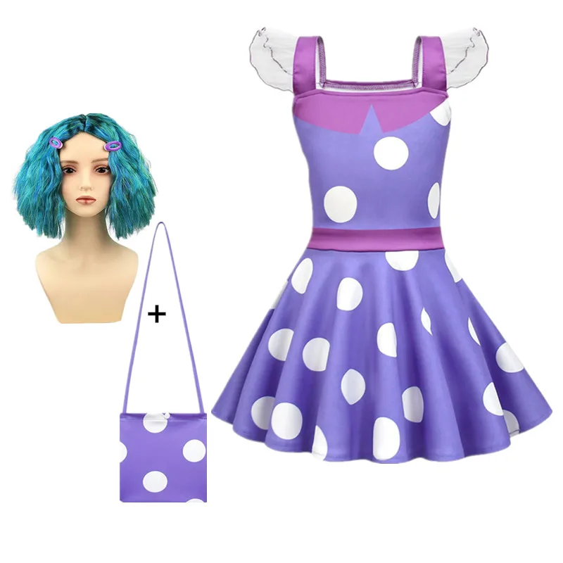 Girls cosplay I-inside-out 2 envy Long Sleeveless Baby Evening Dress Teenage Girls Dance Princess Dress kids halloween costume