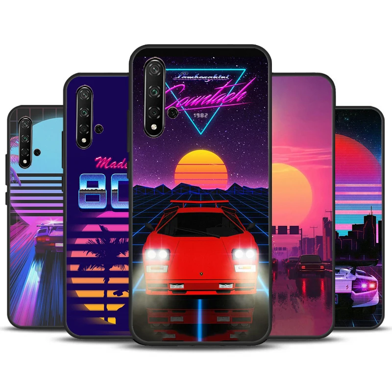 Neon Retrowave 80s vintage art Case For Huawei P30 Pro P20 P40 Lite Nova 9 10 SE 11 3i 7i 8i 11i Y91 Y60 Y70 Y61 Y90 Cover