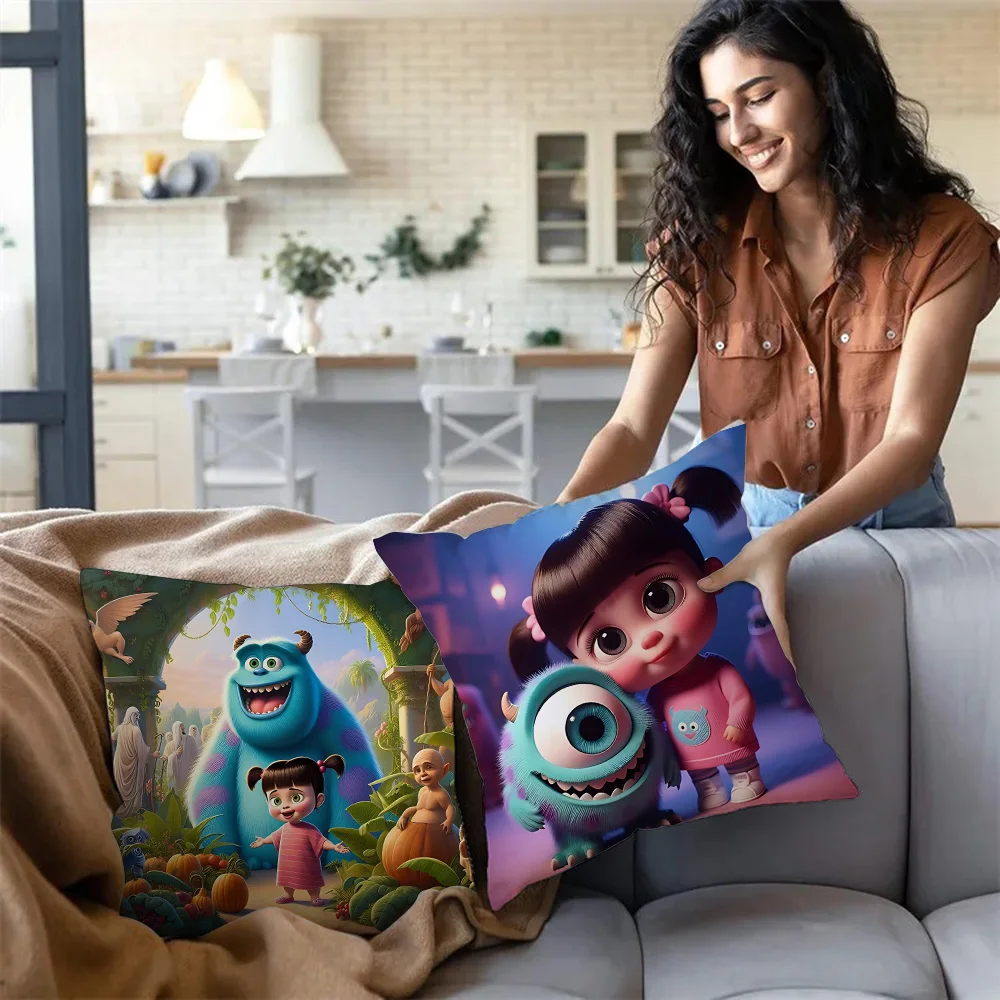 Anime Monsters, Inc Pillow Covers Cartoon Disneys Sofa Decorative Home Double-sided Printing Short Plush Cute Cushion Cover