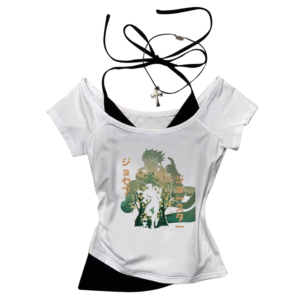 Jojo Bizarre Adventure crop top ladies vintage japanese cheap japan t-shirt cutecore gyaru 2000s kawaii alternative