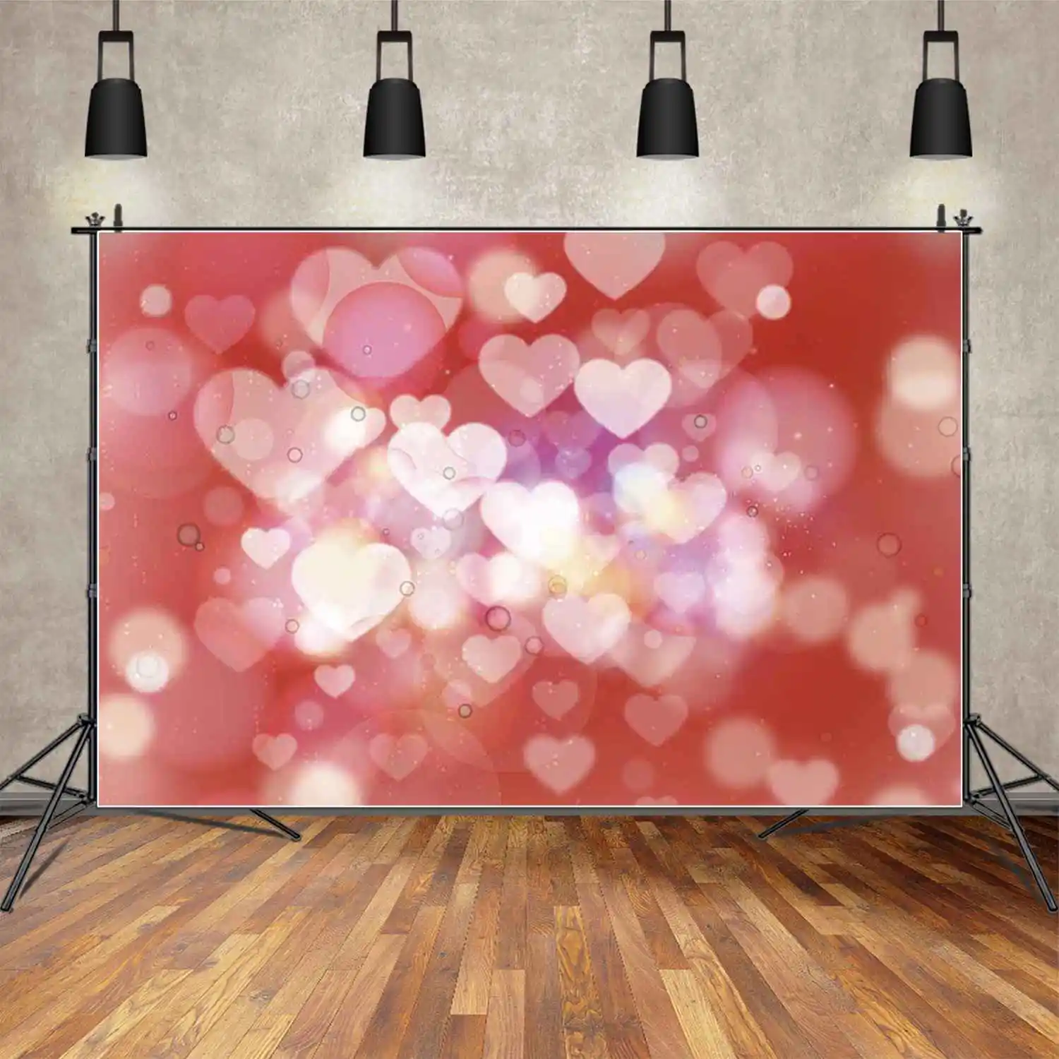 MOON.QG Valentine's Day Background Photography February 14 Wooden Board Heart Backdrop Sign Women Birthday Photocall Studio Prop