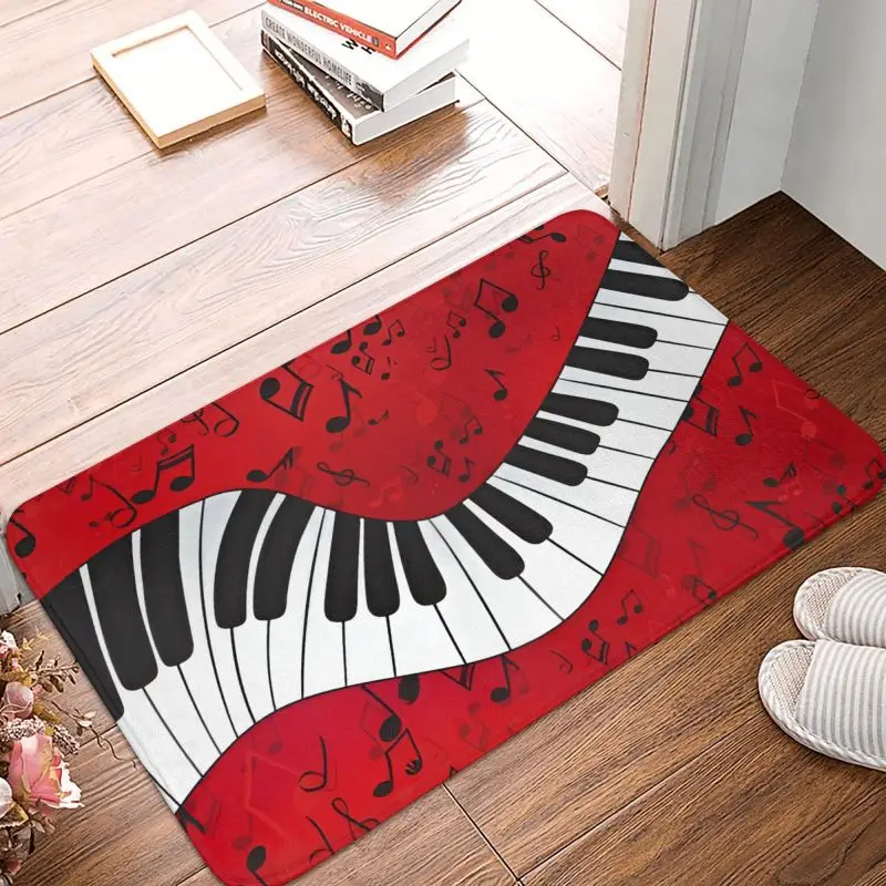 Custom Piano Keyboard Music Notes Doormat Anti-Slip Bath Kitchen Mat Living Room Door Floor Entrance Carpet Rug