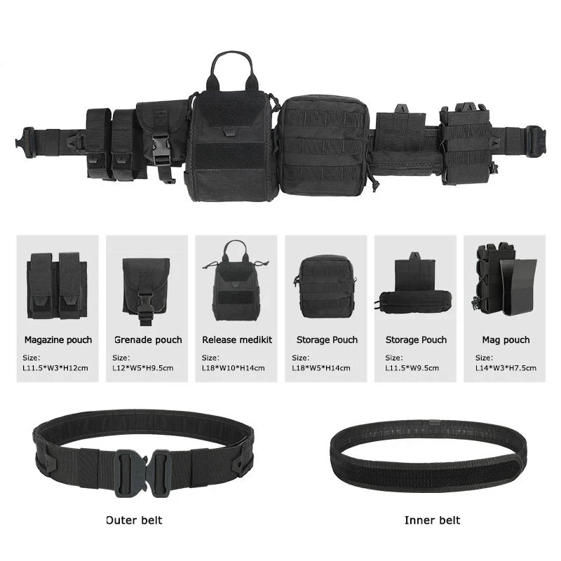 Tactical Belt Outdoor Patrol Multi functional Molle Detachable and Adjustable Belt Set, Used for Air Gun Tactical Equipment