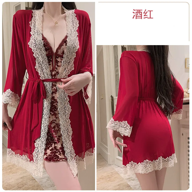 เจ้าสาวเพื่อนเจ้าสาวงานแต่งงานเสื้อคลุมผู้หญิงซาตินชุดนอนเซ็กซี่กิโมโนเสื้อคลุมอาบน้ำชุดลูกไม้เสื้อคลุมชุดฤดูร้อนชุดนอน