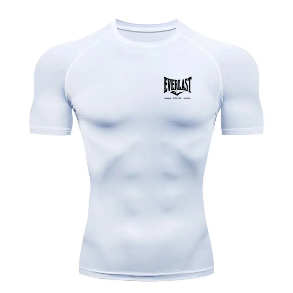 EVERLAST BOXING New Men's Running Compression T-Shirt Short Sleeve Gym Workout Shirts Jogging Sportswear Sweatshirts Printed