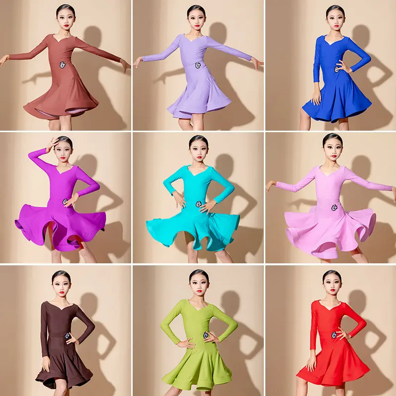 

2025 Children's Latin Dance Regulations Competition Dance Dress Girls Professional New International Standard Dresses for Women