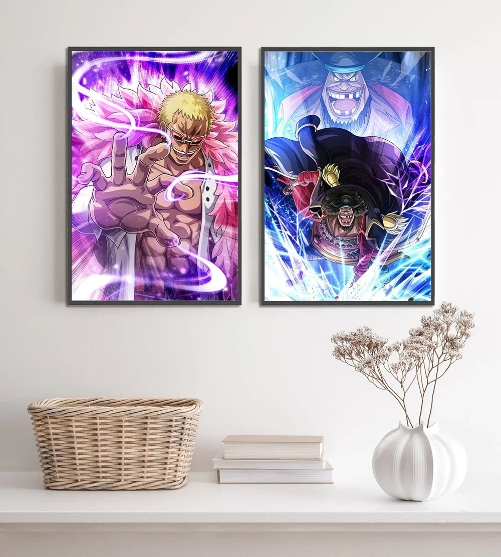 One Piece Luffy Anime Self-adhesive Poster Zoro Wallpapr Figures Home Decoration Law Painting Wall Art Bedroom Cartoons Mihawk