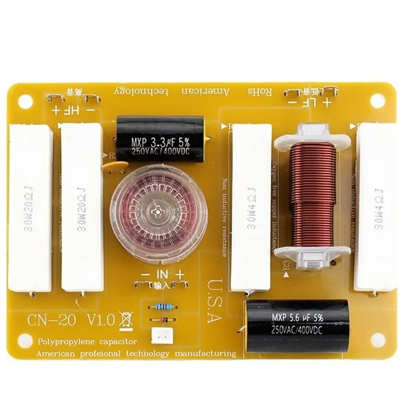 A73E-CN-20 2-Way High Quality Speaker Crossover 450W 3000Hz For 8-12 Inch Speakers 25-44Mm Tweeter Audio Crossover Unit