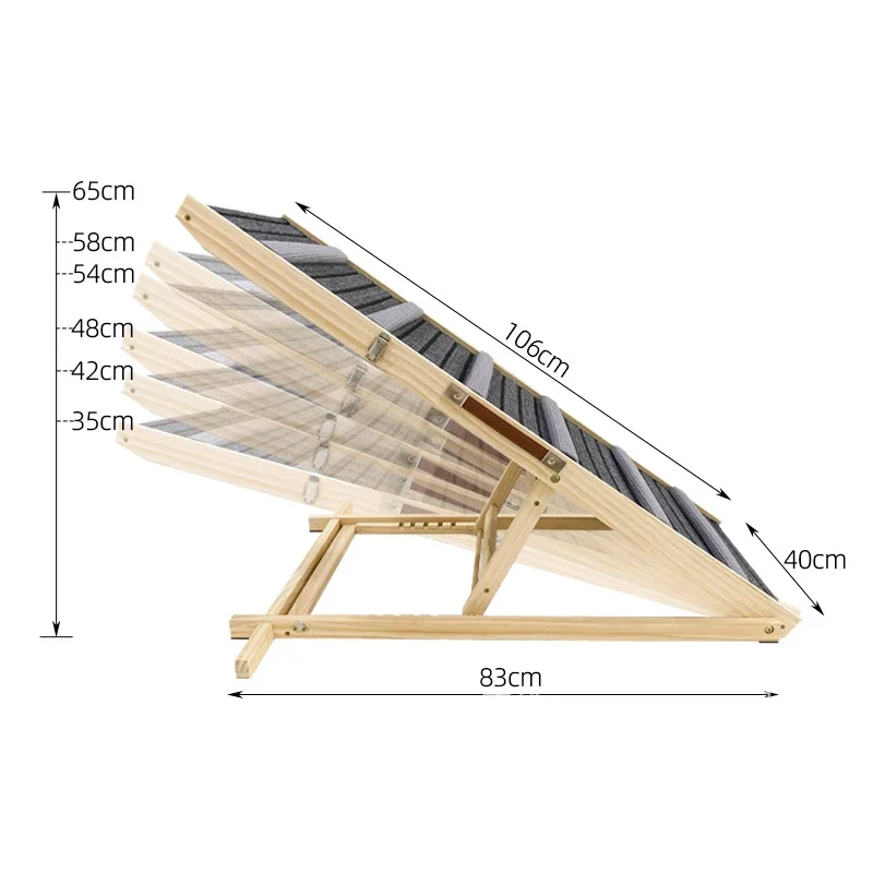 

Длинная 4-уровневая деревянная складная лестница для собак Doggie, нескользящая регулируемая рампа для домашних животных
