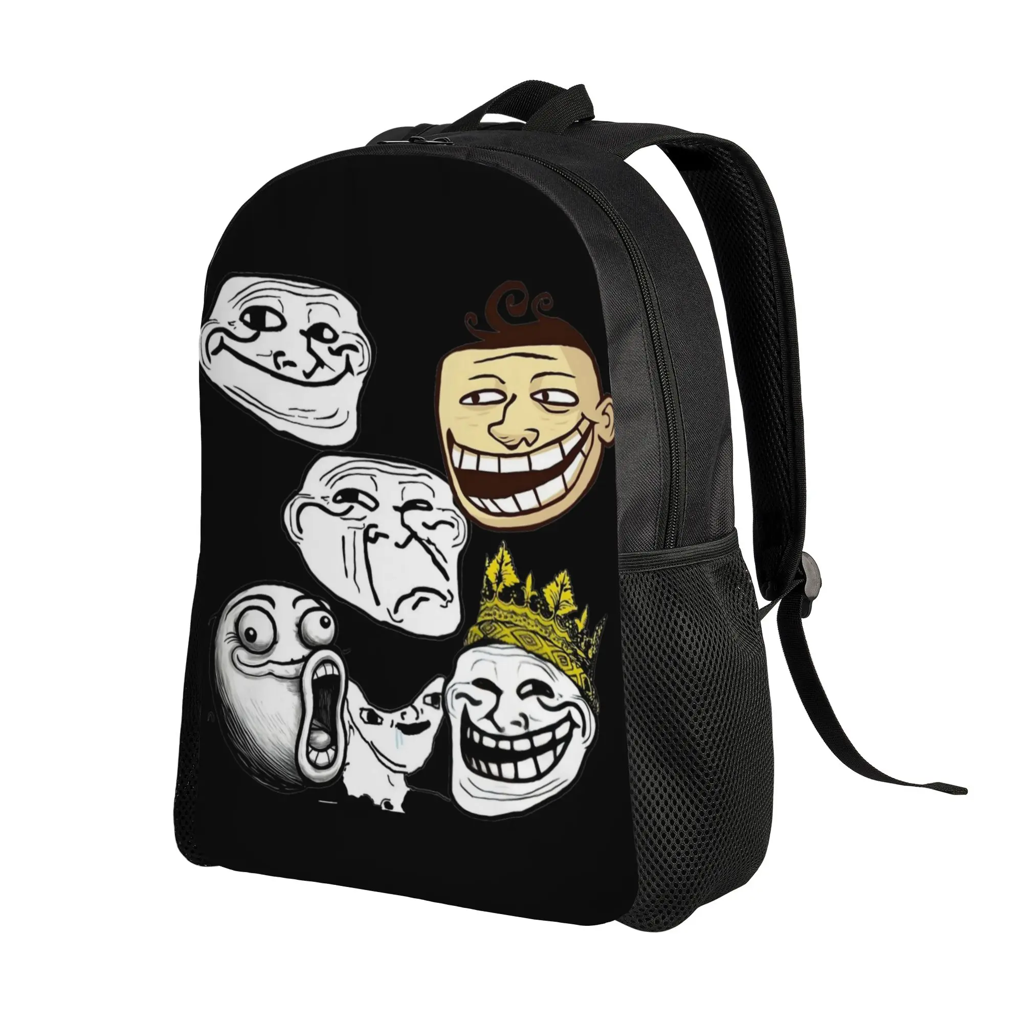 Trollface Meme Rage Comic Funny Troll Joke Internet Backpack Polyester Outdoor Backpacks Durable Cute High School Bags Rucksack