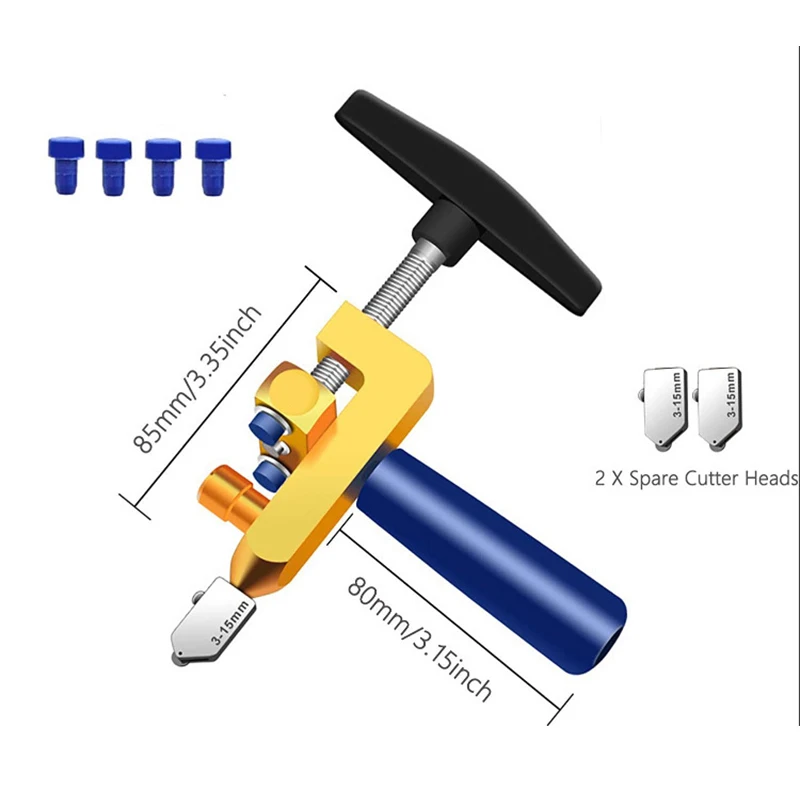 With Knife Wheel Diamond Roller Glass Cutter Cutting Machine Opener Breaker Tool Set 2In1 Glass Ceramic Tile Cutter Easy Glide
