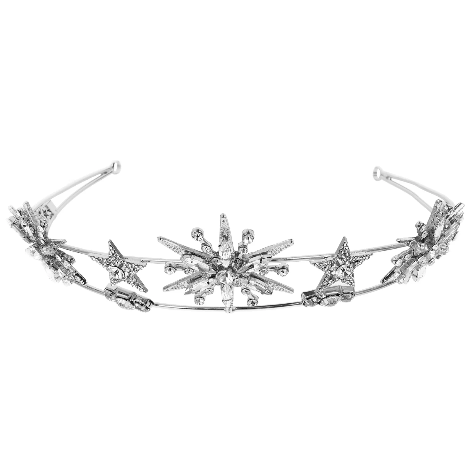 Corona Tiara de diamantes brillante boda novia estrella diadema vestido plata niña tocado Prop señorita