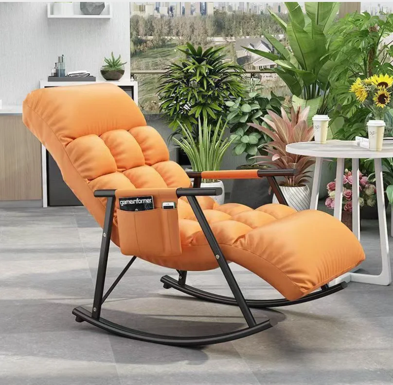 كرسي أريكة فردي حديث لغرفة المعيشة المنزلية وغرفة النوم والشرفة كرسي هزاز معدني متين كسول أثاث منزلي #1