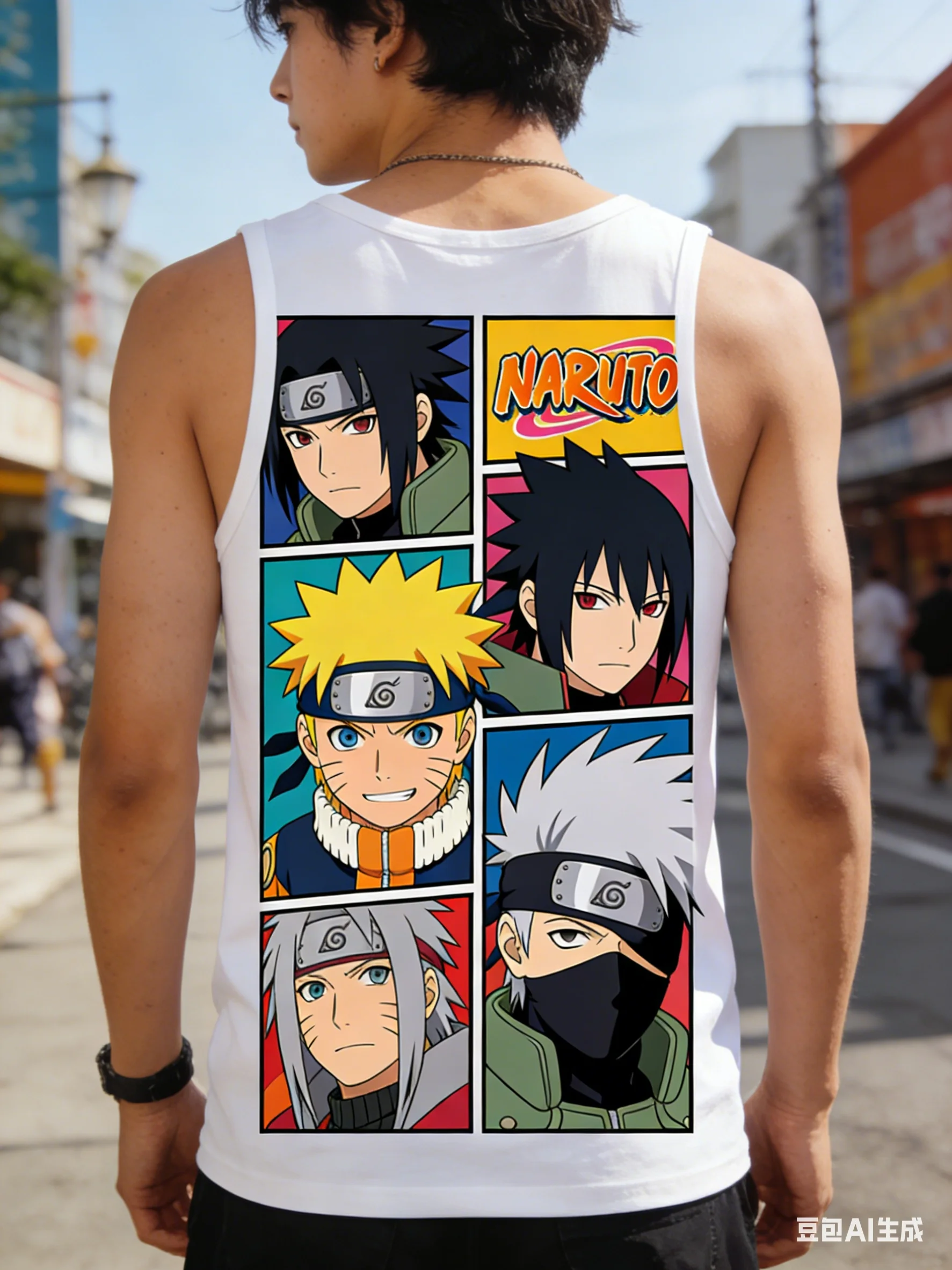 

Naruto Vest Men Summer Loose Sleeveless T-Shirt Naruto Sasuke Anime Print Trendy Tank Top