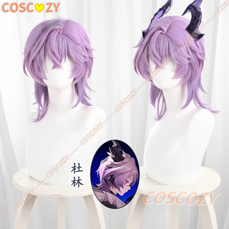 Durin Cosplay Wig 38cm Purple Mixed Gradient Men Women Cosplay Anime Wig Heat Resistant Synthetic Hair Halloween Cosplay Wigs