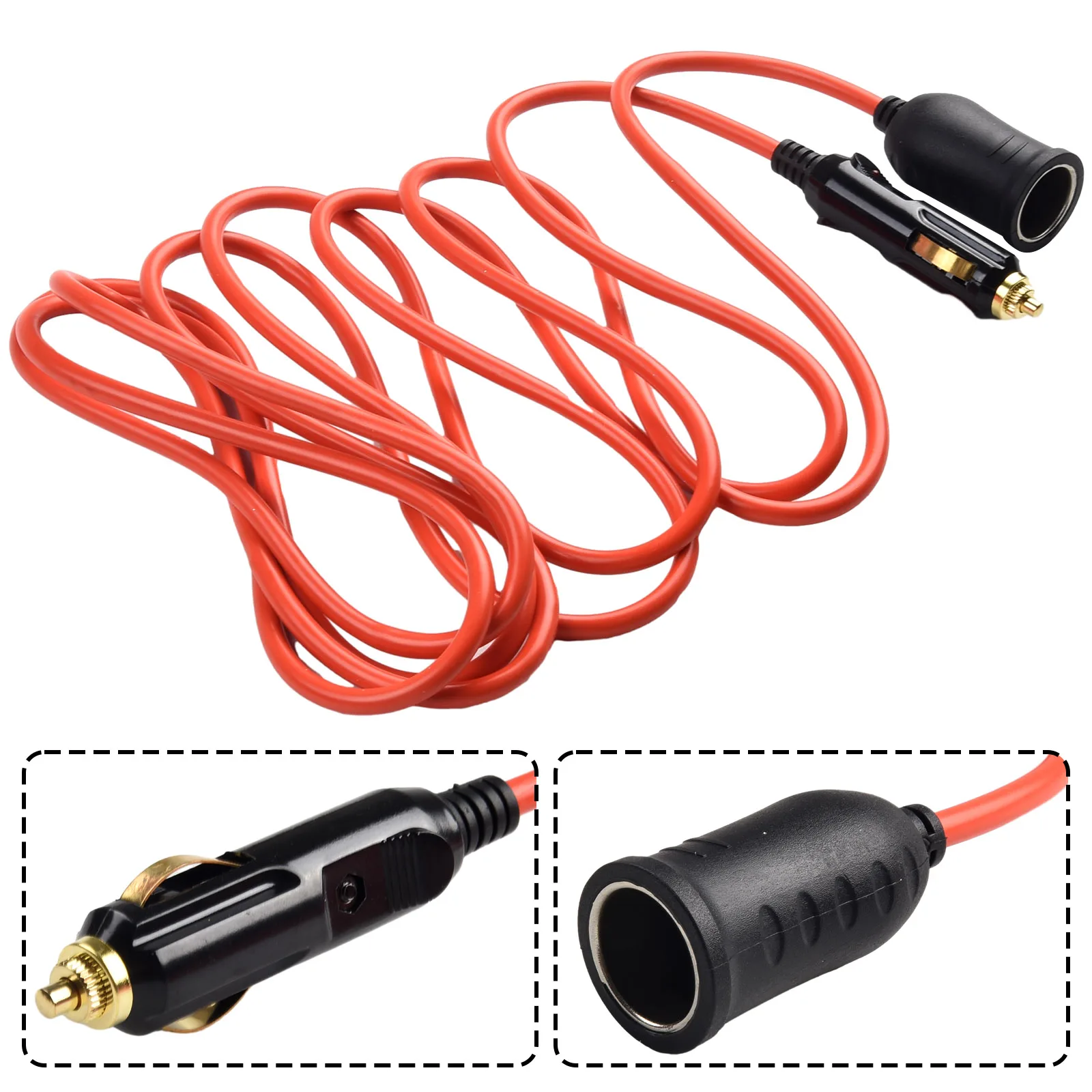 12V/24V Car Extension Cable Male to Female Socket Ideal for Tire Inflators Vacuums and More  12V/24V Car Extension