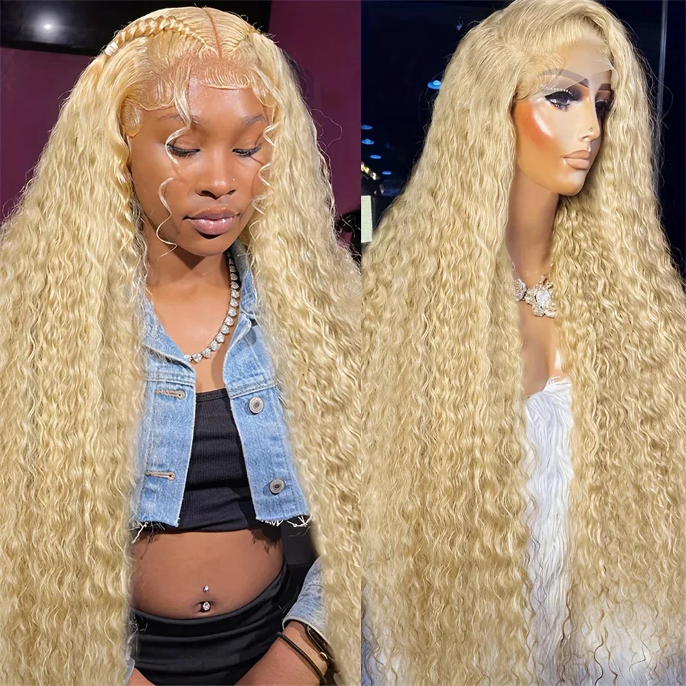 613 Lace Frontal Wig 13x6 Deep Wave Frontal Wig Colored Water Wave Curly Honey Blonde 13x4 Hd Lace Front Wigs Human Hair