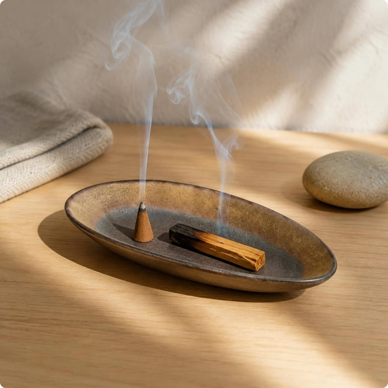 Palo Holy Holder Multi-Use Sage Holder Ceramic Incense Dish Easy to Clean Incense Stick Stand Handmade for Meditation
