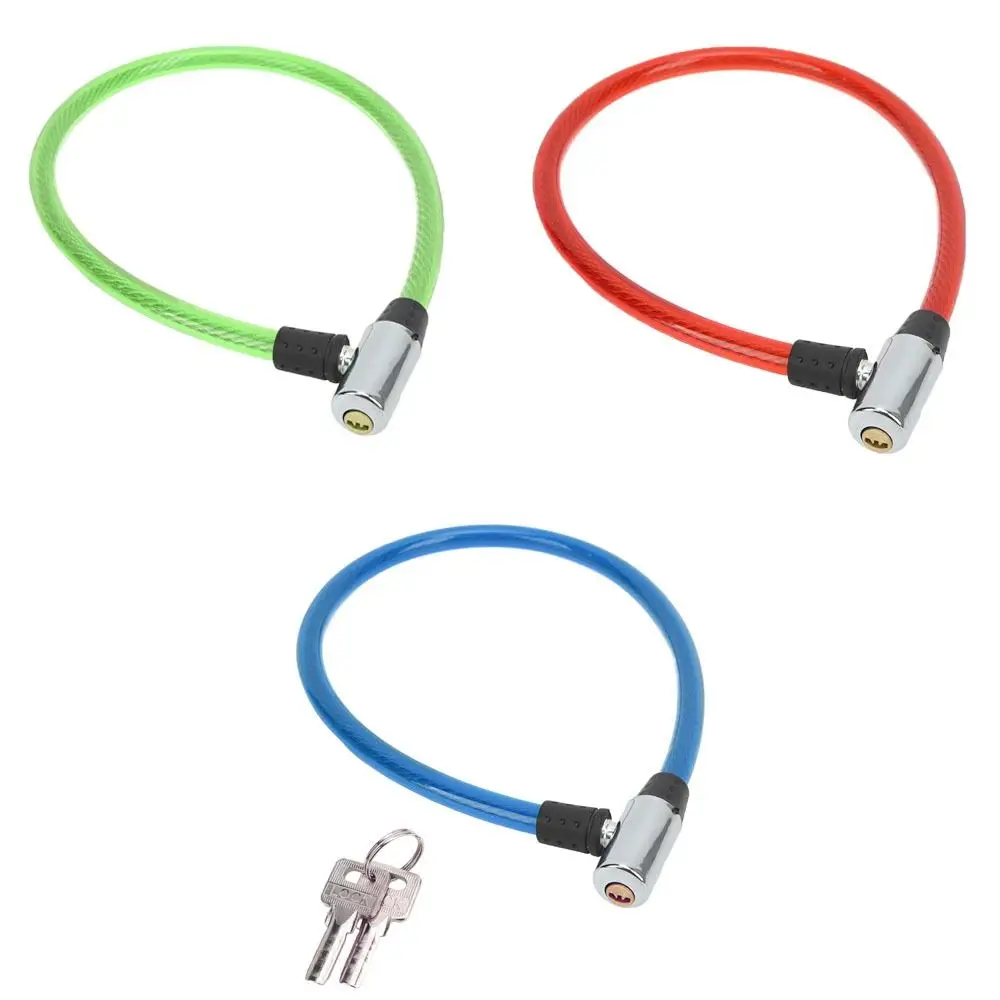 Portable with 2 Key Bike Lock Cable 3 Colors 65cm*13mm Bike Anti Theft Lock Steel Wire Lock Motorcycle Protection