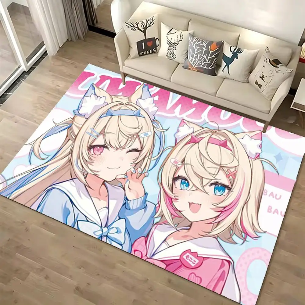 Hololive Girl F-FuwaMoco Floor Mat Rugs Soft Bedroom Floor Anti-skid Household Carpets