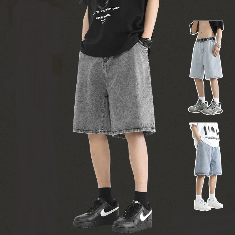 

Джинсовые шорты мужские, новинка лета 2025 года, облегающие модные брендовые большие шорты, свободные винтажные джинсовые шорты в американском стиле в стиле ретро в стиле ретро