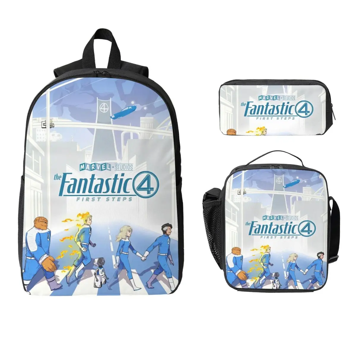 

The Fantastic Four: First Steps 2025 Kids Backpack Lunch Box Pencil Boxes for Boys Girls Backpacks School bag Bookbag Set