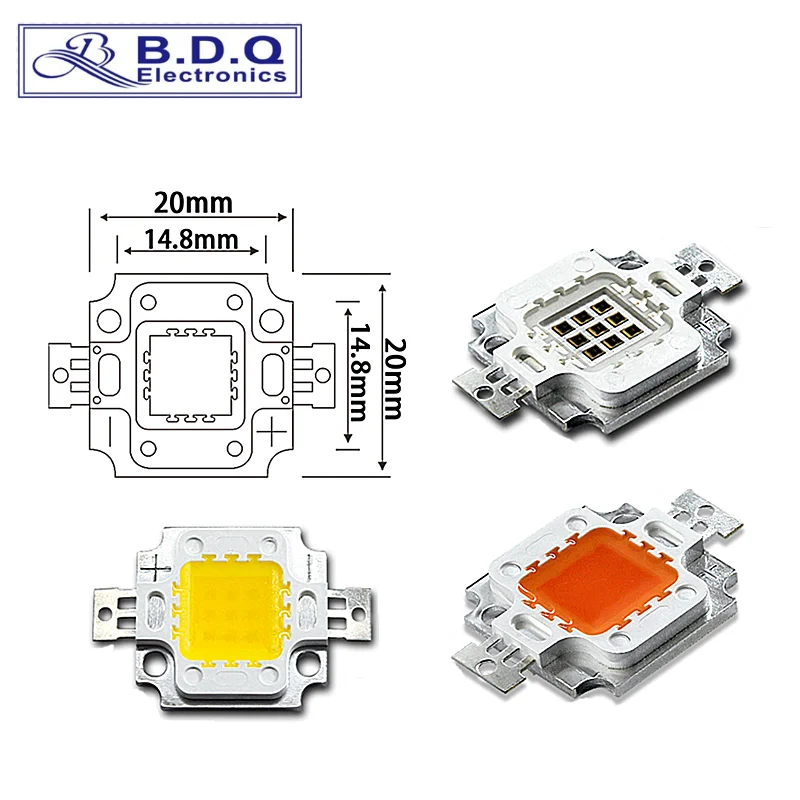 5 uds COV 10W cuentas de Chip LED rojo azul verde amarillo blanco cálido rosa luz UV LED integrado de alta potencia para bricolaje