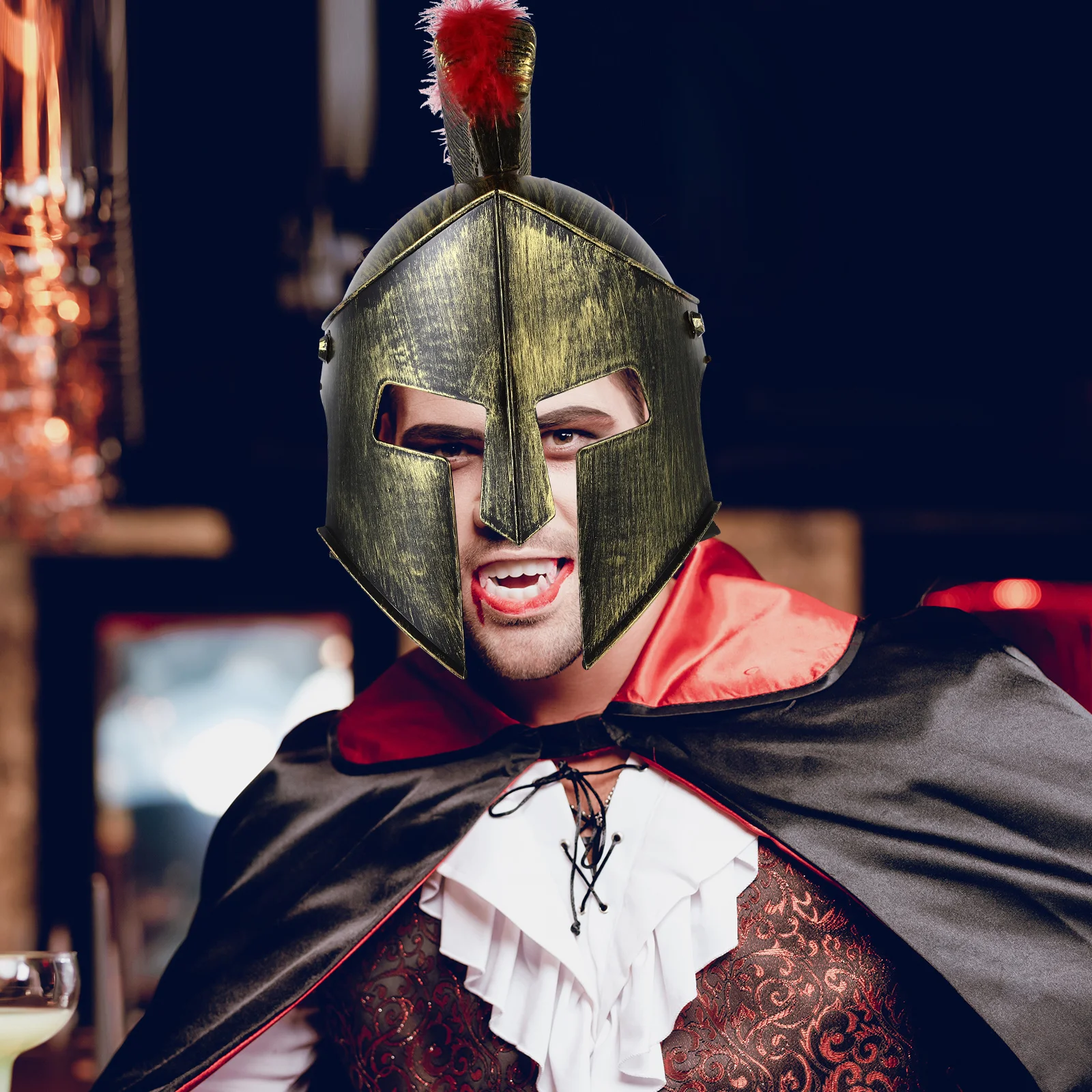 صغيرة التاج الأحمر المحارب البلاستيك خمر الجندي الروماني قبعة ل تأثيري زي حفلة ملحق الرجال النساء كرنفال #1