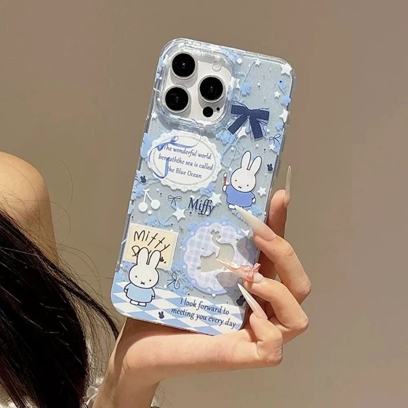 Miffy Kawaii Anime Cute Phone Case for IPhone 16  Series Macroporous Design Anti-fall Protect Fashion Exquisite Versatile