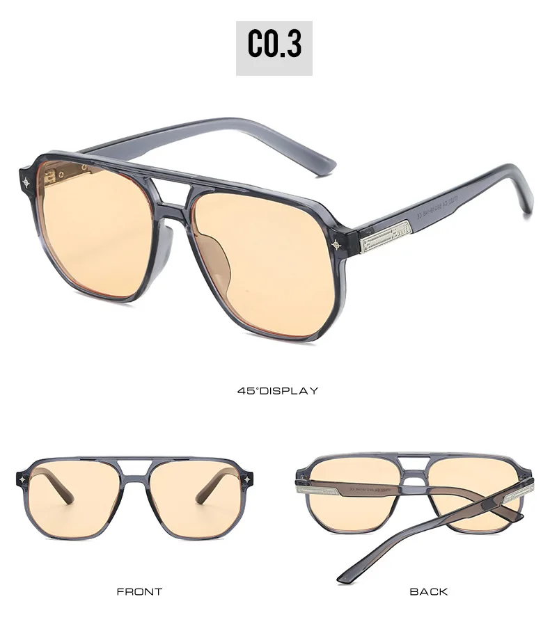 2026 Piloten-Sonnenbrille für Herren und Damen, Unisex, getönte Gläser, Doppelsteg, modische Sonnenbrille mit Metallverzierung, Y2K-Stil – Detail 9
