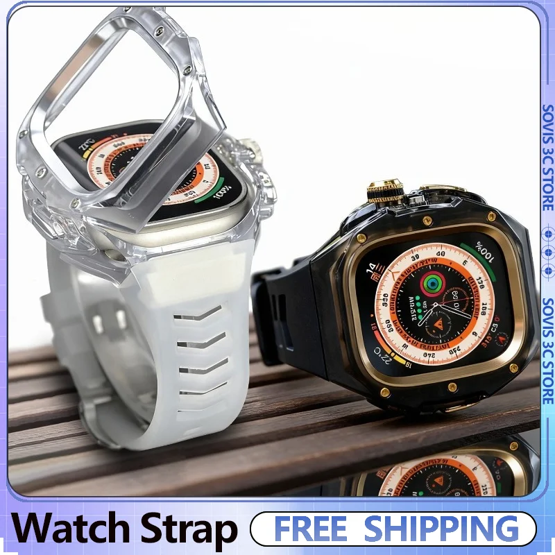 

Transparent Custom Case Watch Strap for Apple Watch Ultra3/Ultra2 for IWatch 38mm/42mm/45mm/49mm Wristband Decoration
