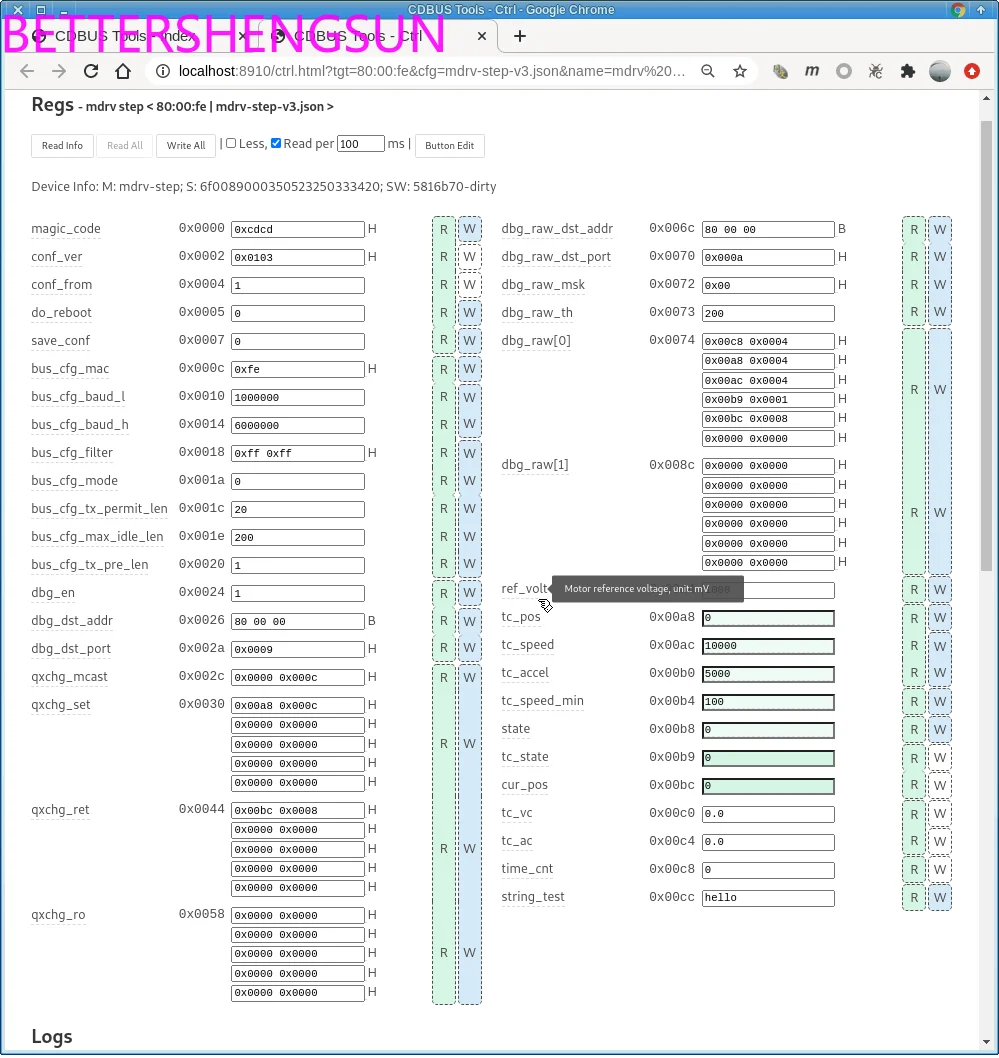 CD-MDRV-STEP open-source integrated stepper motor controller RS485/CDBUS 10Mbps