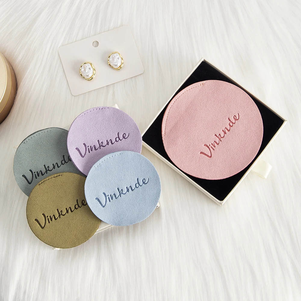 

Custom Logo Lovely Small Size 7x7cm Microfiber Round Jewelry Bag For Gift-giving Packaging Dustproof Pouch Earrings Stud Pendant