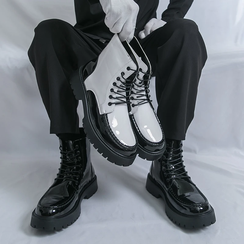 

Men's autumn and winter leather boots Classic designer style Trendy Daily Outdoor fashion street shoes 38-46 high-top New