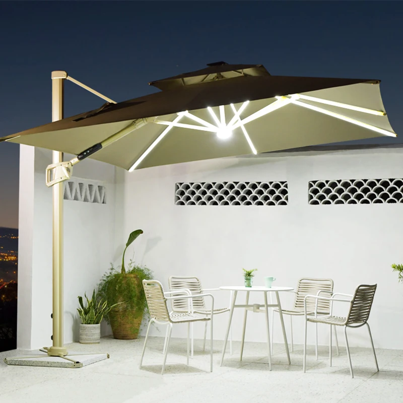 

Зонт для ресторана на открытом воздухе с индивидуальным логотипом 360° ° Вращающиеся регулируемые водонепроницаемые садовые зонтики от солнца, роскошные зонты для патио