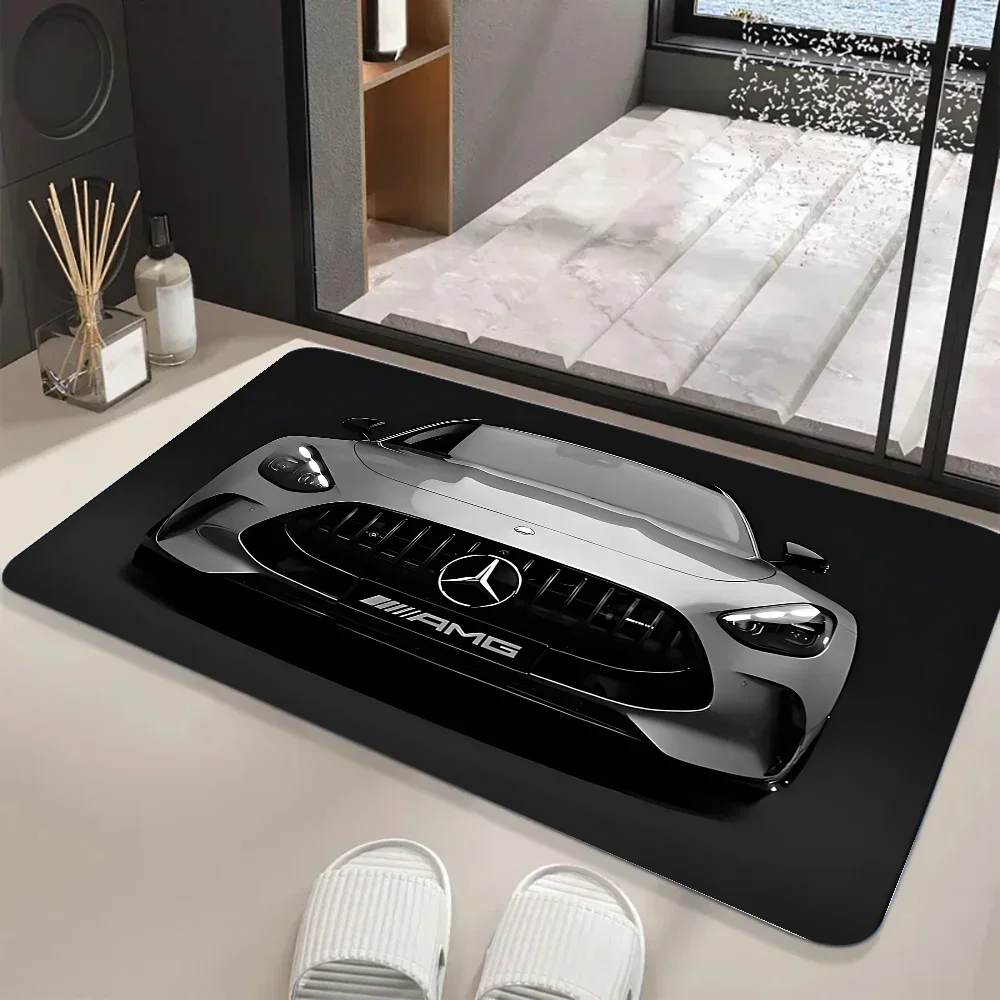 Famous Car M-Mercedes-B-Benz-AMG GT Floor Mat Graphic Printed Flannel Doormats For Bathroom Kitchen Entrance Carpet Home Decor