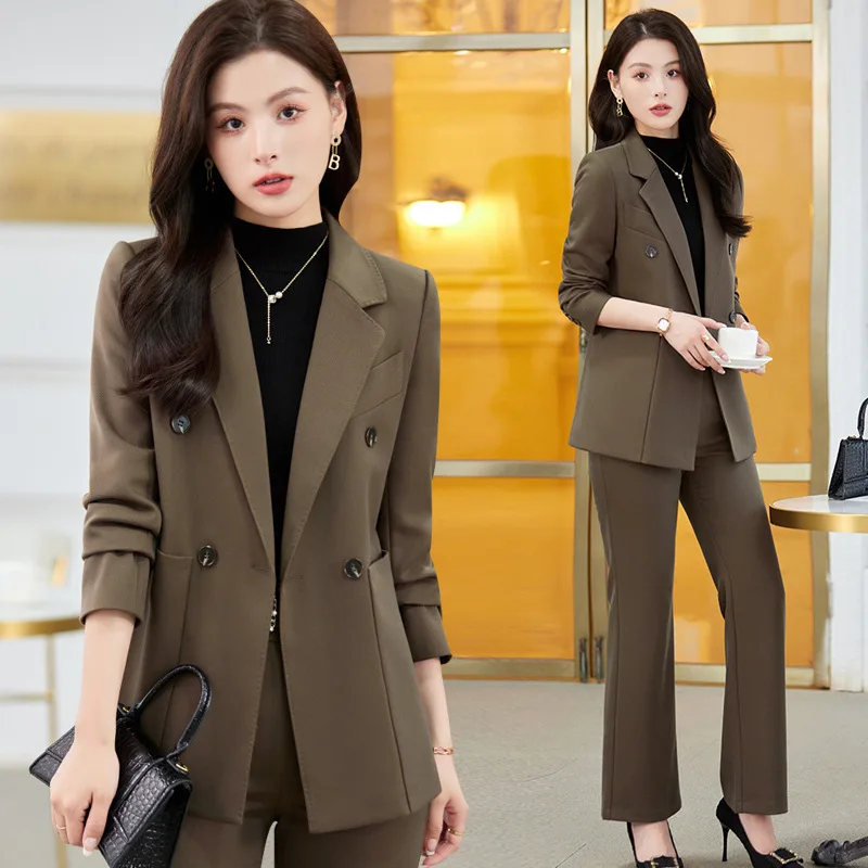 

2022 New Korean Style Women's Long Sleeve Professional Tailored Suit Formal Trouser Suit Interview Sales Work Clothes 9655