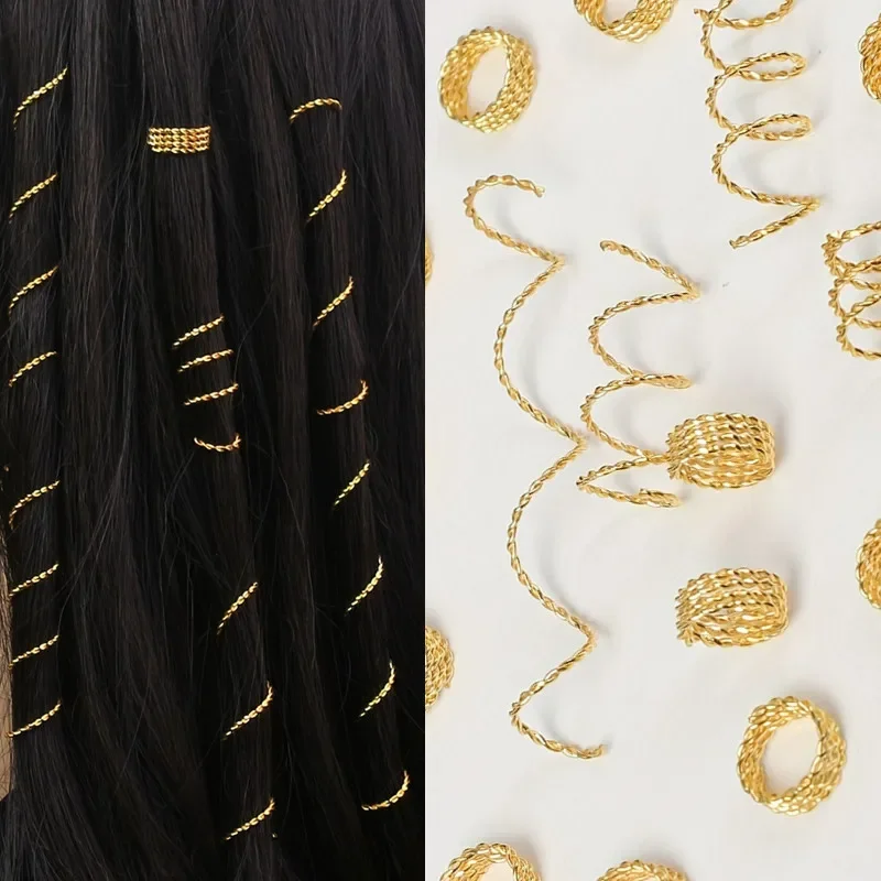 

20pcs Hair Rings for Girls Golden Spring Spiral Extension Clips Dread Locks Hair Braiding Tool Set Cuffs Braids for Women Men