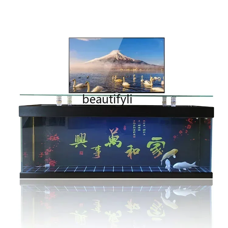 

TV Cabinet Fish Tank Living Room Golden Dragon Fish Tank Ecological Filter Free Change Aquarium