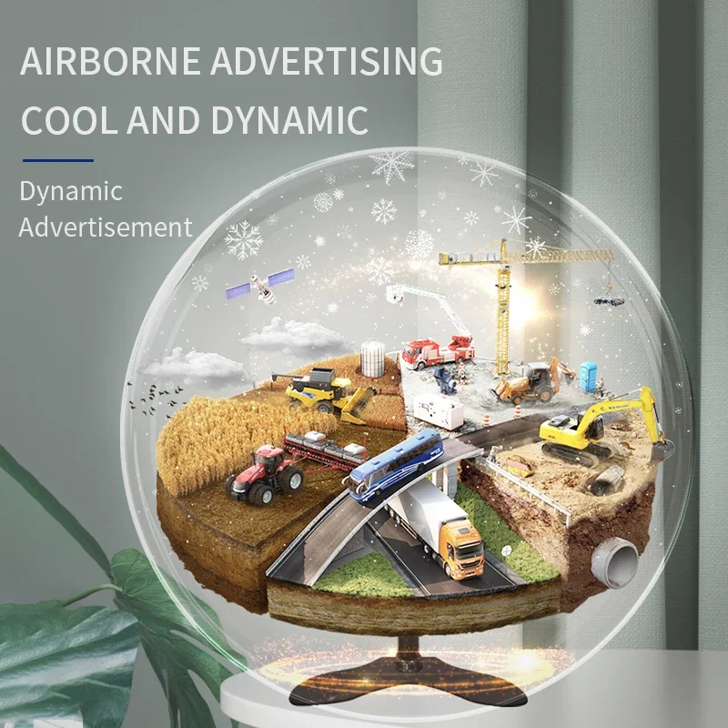 3D holographic projector LED fan advertising machine, no screen, suspended installation, with speaker support.