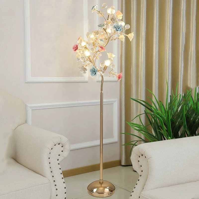 Crystal Floor Lamp Living Room Sofa Decoration Tree  Branches Light Luxury High-End Floors Lamp Bedroom Vertical  2023 New Model