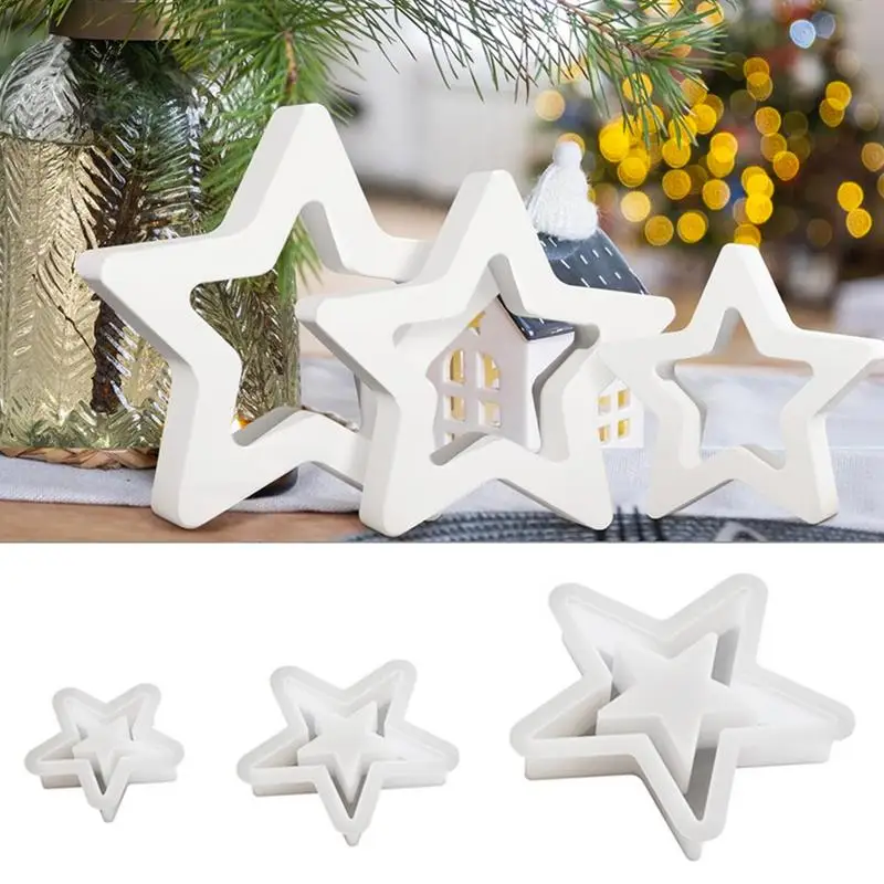 Silicone Star Mould Star Silicone Resin Molds Desktop Ornament Silicone Mould Hollow Star Shaped Festive Silicone Mold Party Dec