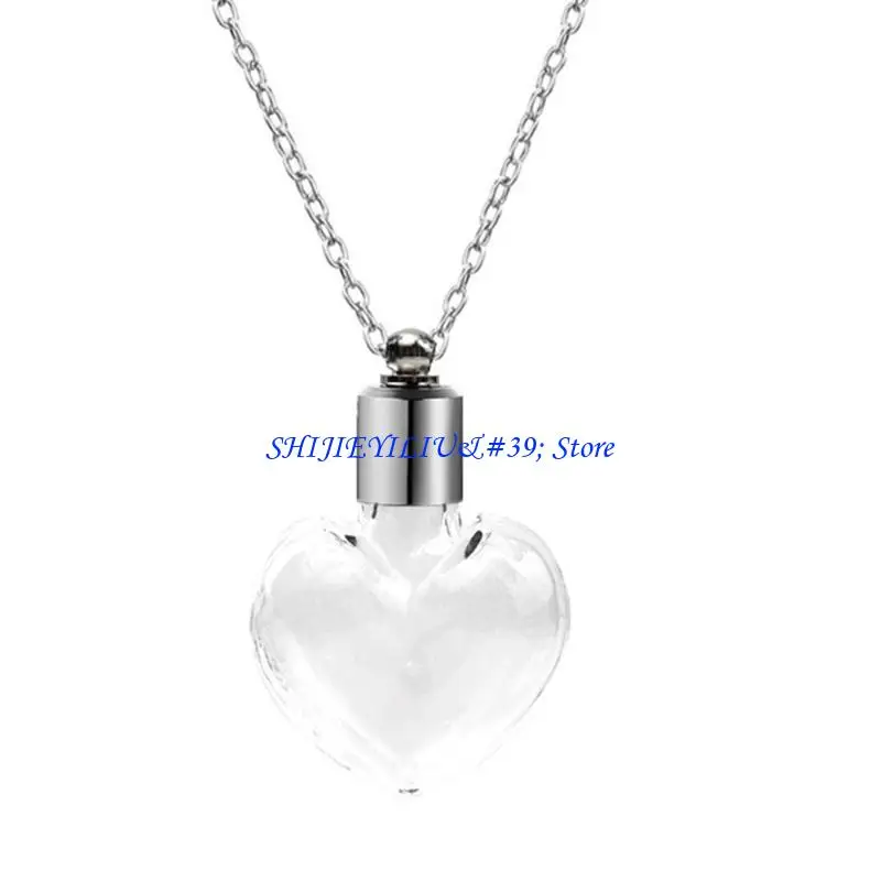 E21F Practical Glass Container Necklace Jewelry Fashionable Glass Vessel Necklace Neck Chain Jewelry for Storing Flower