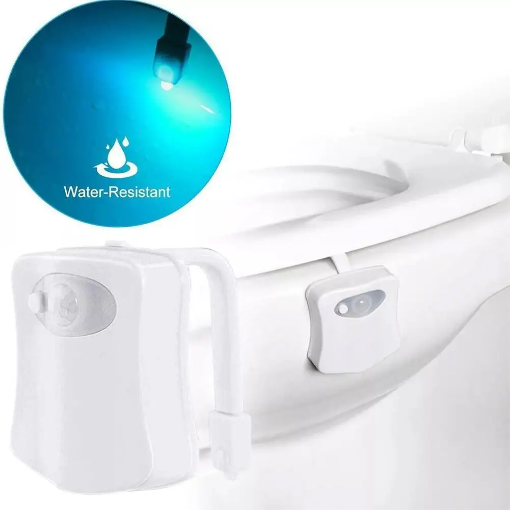 Toilet Light Motion Sensor Night Light 8 Colors Washroom Toilet Bowl Seat Light Battery Operated Waterproof Bathroom Lamp