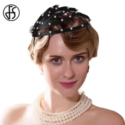 FS Rose Navy Cocktail Party Headwear Luxury Wedding Fascinators Hats With Faux Pearl Church Hat For Women Elegant Chapeau Femme