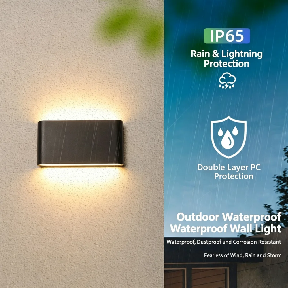 Outdoor Waterproof Aluminum Wall Lamp Up And Down Emitting Ultra Thin Wall Light Bedside Living Hallway Staircase Courtyard  ﻿